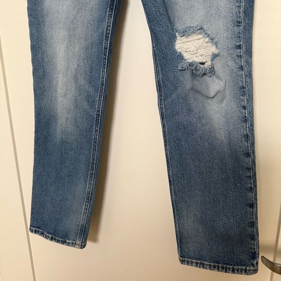 J Crew Classic Straight Jeans Womens Sz 26 Blue Distressed Denim Stretch Retro - Picture 3 of 14